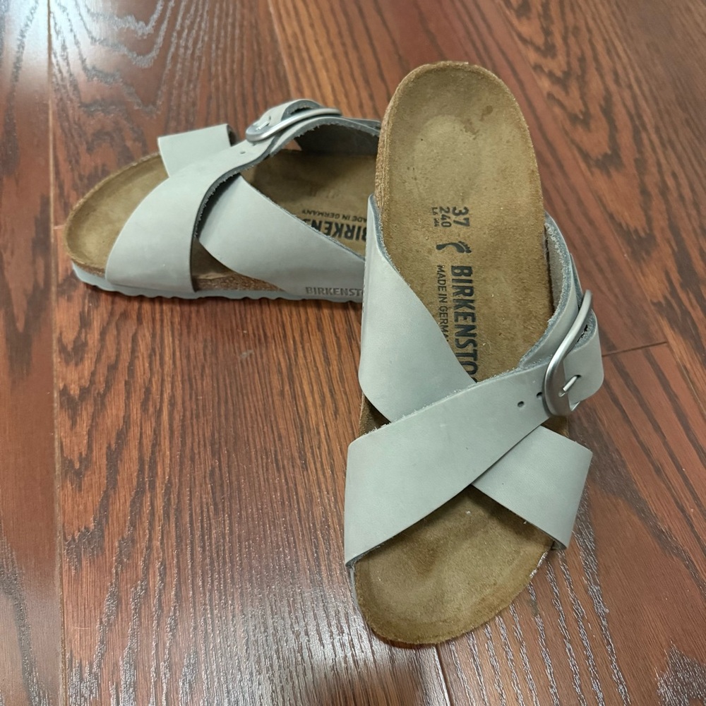 Birkenstock Siena Big Buckle Sandals in Grey Leather 37 EU (6 - 6.5)